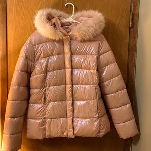 Pink shiny puffer jacket
